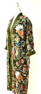 Next Generation Full Length Reversible Duster Kimono In A Mixed Print (Forest Green)