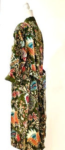 Next Generation Full Length Reversible Duster Kimono In A Mixed Print (Forest Green)