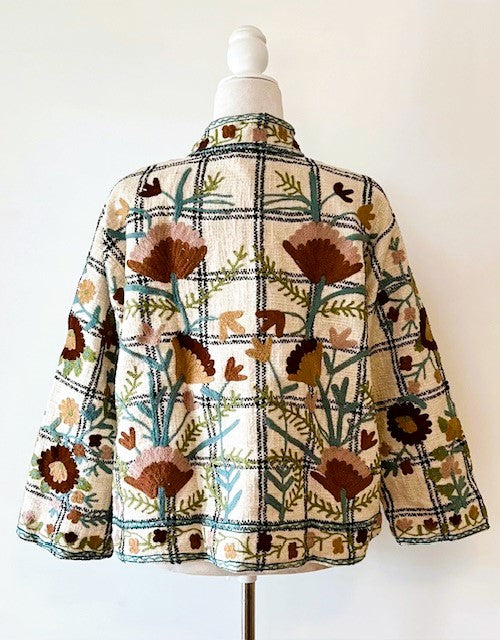 Short Box Cut Suzani Hand Embroidered Jacket Encompasses All Seasons