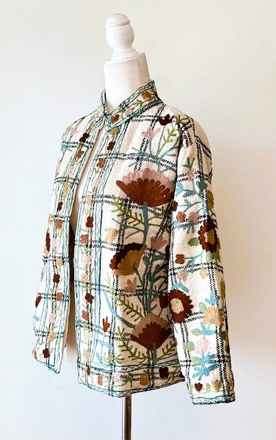 Short Box Cut Suzani Hand Embroidered Jacket Encompasses All Seasons