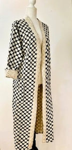 Sophisticated Handmade Kantha Jacket  Is Timeless (Blk white dot)