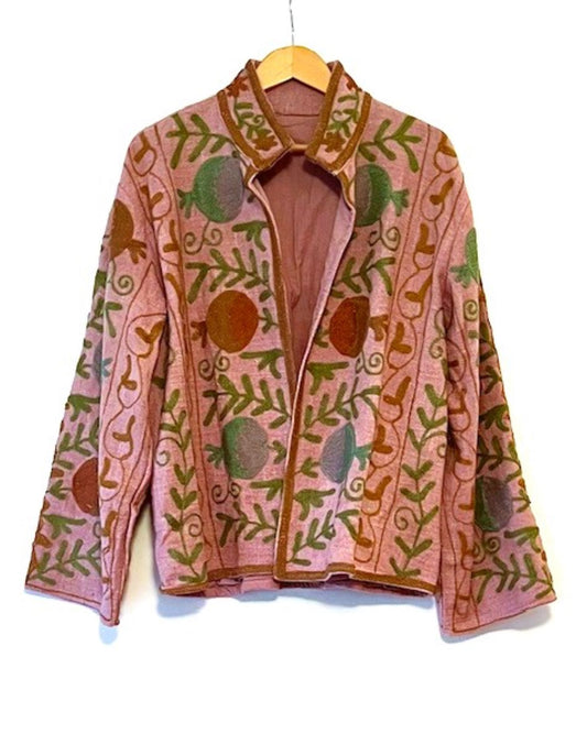 Wearable Art In This Hand Embroidered Short Jacket.  (Lilac Rose)