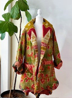 Spring Drifter Coat: Kantha Comfortable and Warm (Blooms)