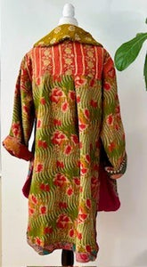 Spring Drifter Coat: Kantha Comfortable and Warm (Blooms)