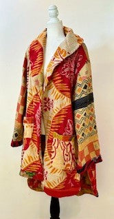 Spring Drifter Coat: Kantha Comfortable and Warm (Abstractl)