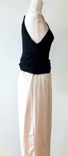 One-Shoulder Shirred Knit Tee Is Luscious (Black)