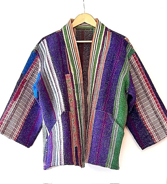 Specialty Collection: Short Designer Patchwork Hand Embroidered Jacket. Fully Reversible.