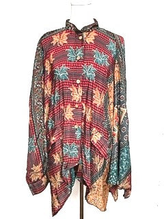 Luxe Silk Tunic: Favorite of the Season (Burgundy/Turquoise)