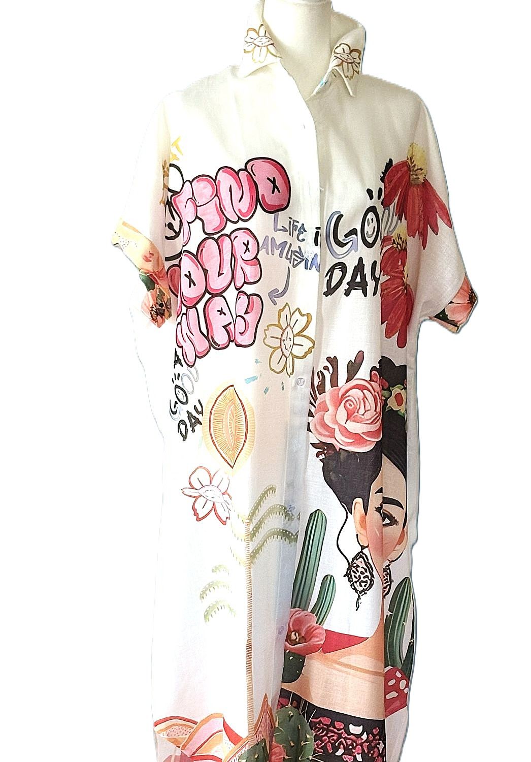 Dress, Italian Frida Shirt Is A Conversation Piece. Dramatic.