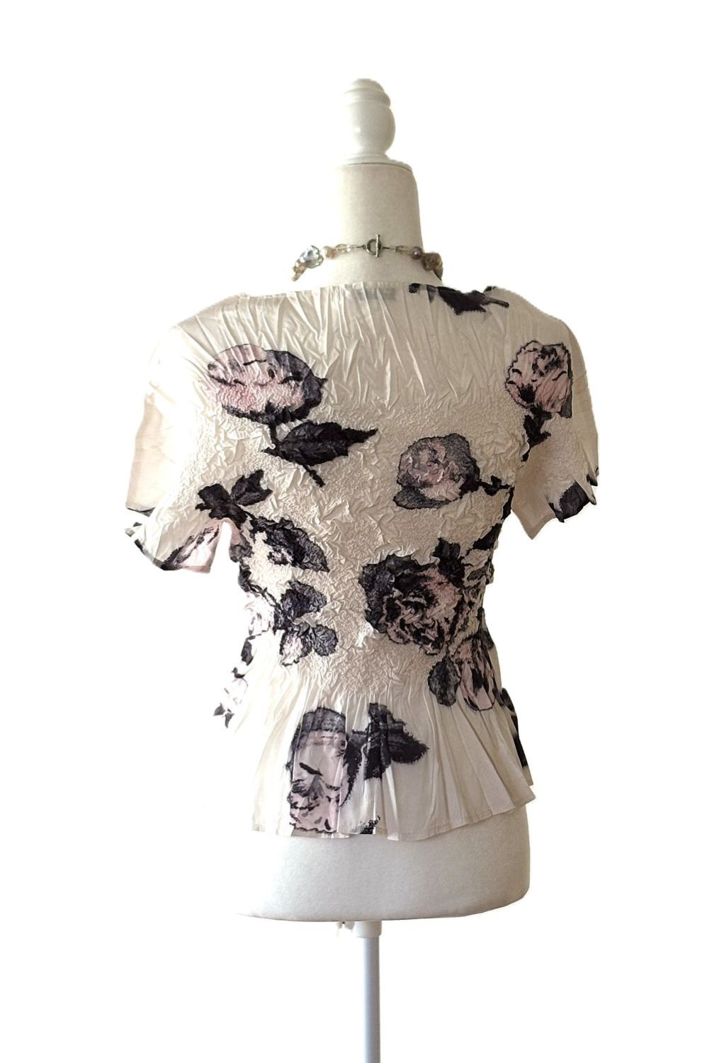 Sophisticated Floral Textured Pleated Top. A Statement Piece.