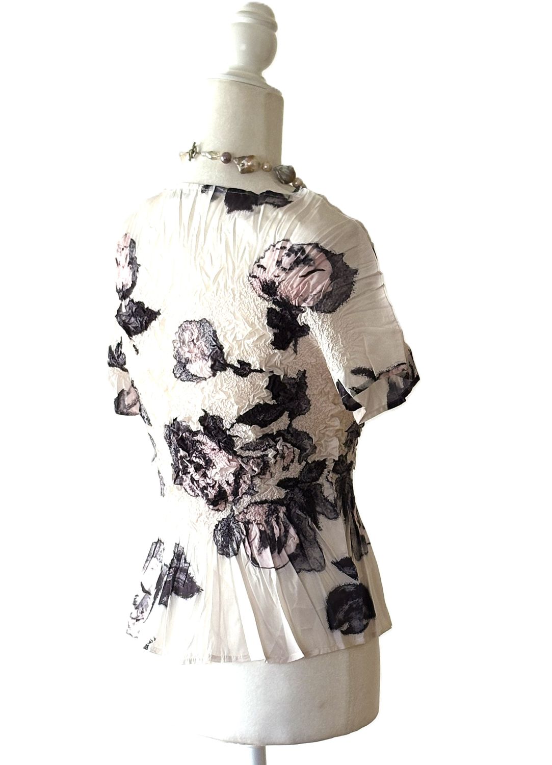 Sophisticated Floral Textured Pleated Top. A Statement Piece.