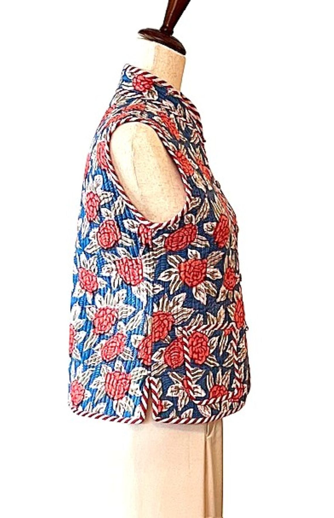 Designer Handmade Vest. (Floral Stripe)