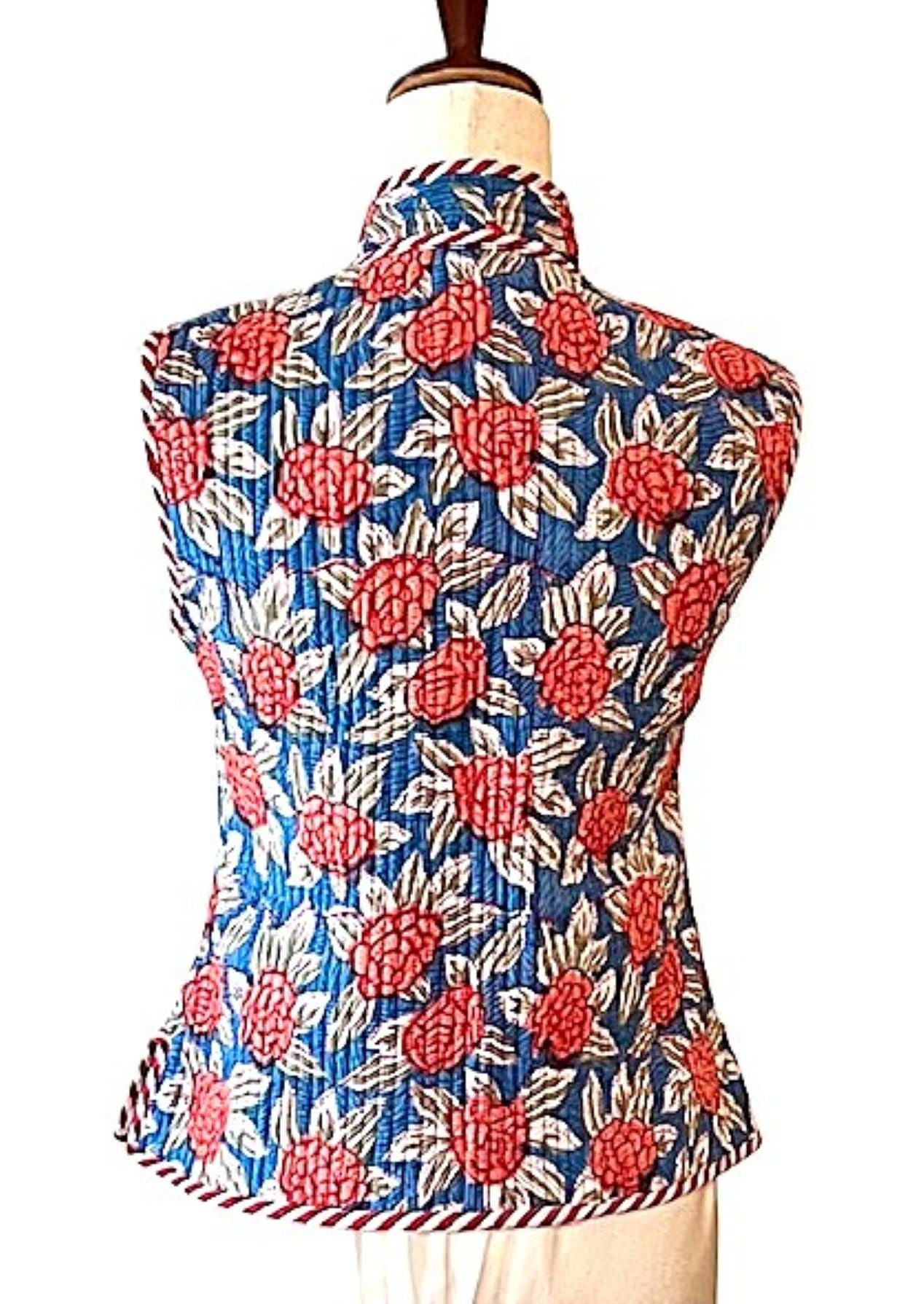 Designer Handmade Vest. (Floral Stripe)