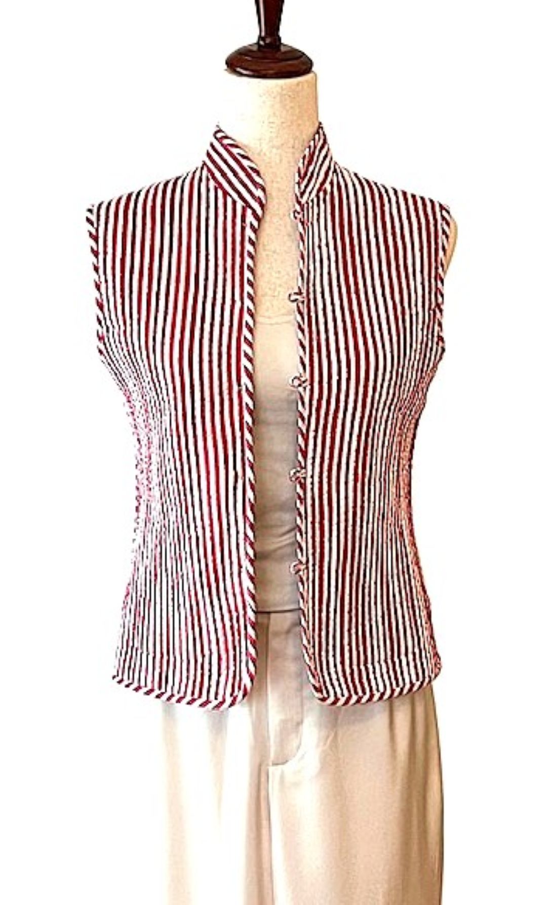 Designer Handmade Vest. (Floral Stripe)