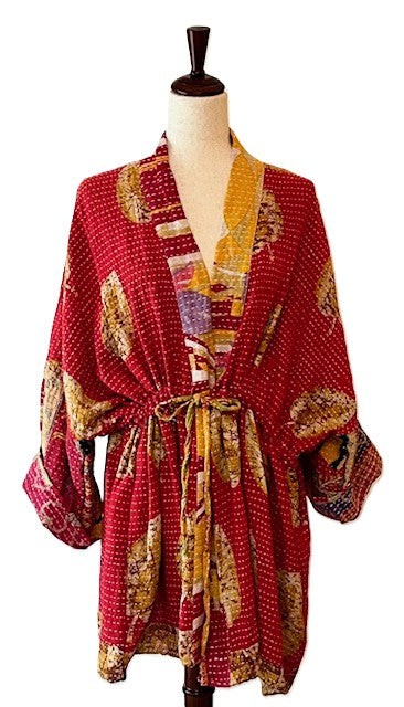 Kantha Bae Shortie Kimono (Red)