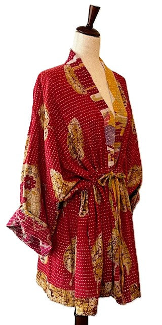 Kantha Bae Shortie Kimono (Red)