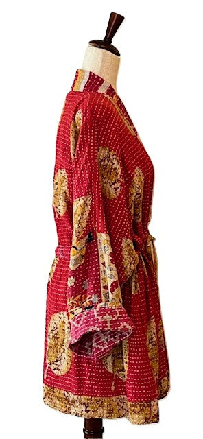 Kantha Bae Shortie Kimono (Red)