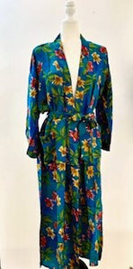 Refined Floral Silk Kimono Duster Is Elegant (Royal)