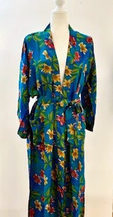 Refined Floral Silk Kimono Duster Is Elegant (Royal)