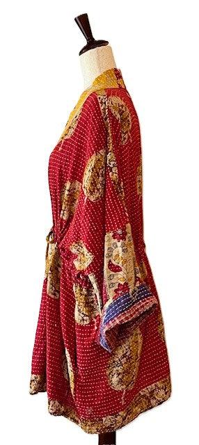 Kantha Bae Shortie Kimono (Red)