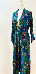 Refined Floral Silk Kimono Duster Is Elegant (Royal)