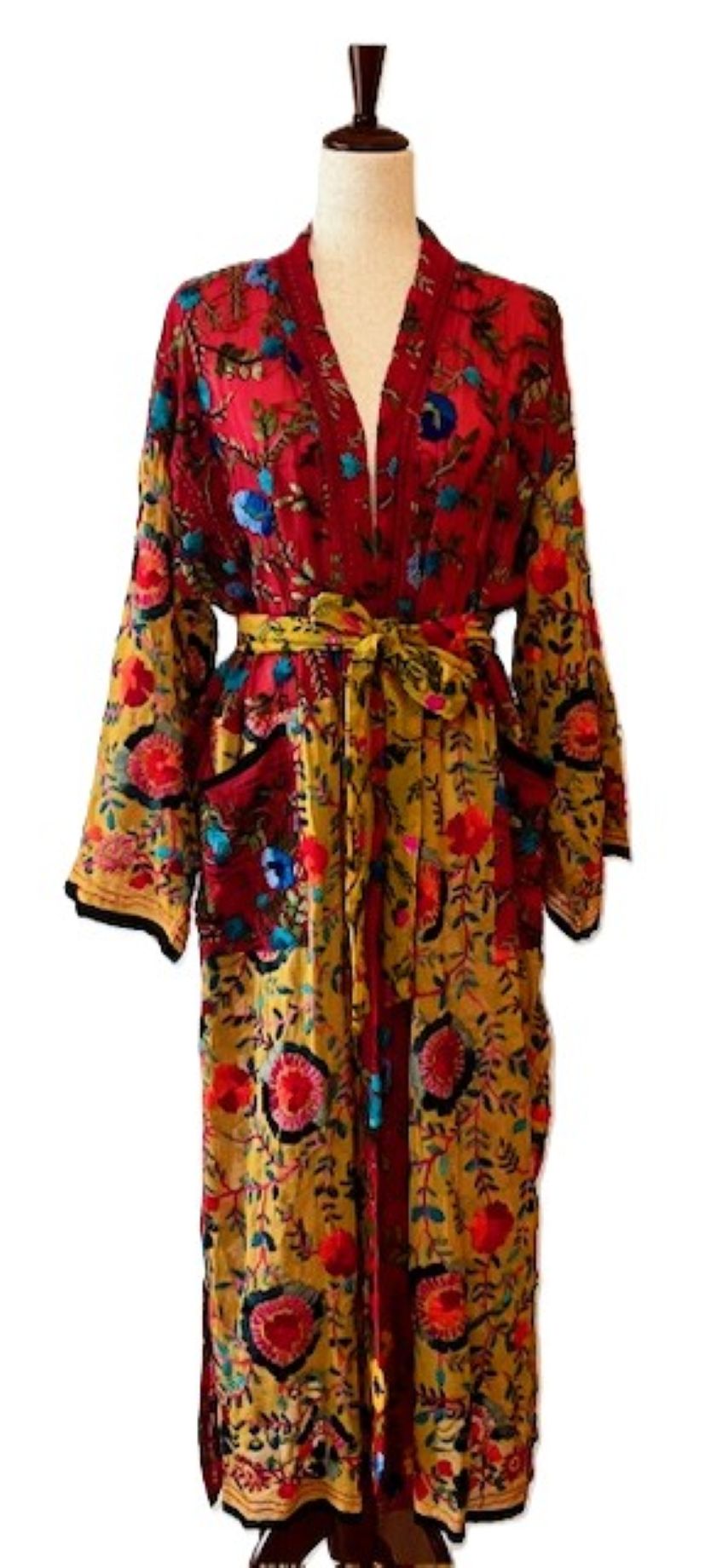 Beautiful Embroidered Kimono Handmade Is Resort Ready.