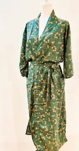 Luxury Rich Silk Print Kimono Duster Dress is Elegant (Small floral)
