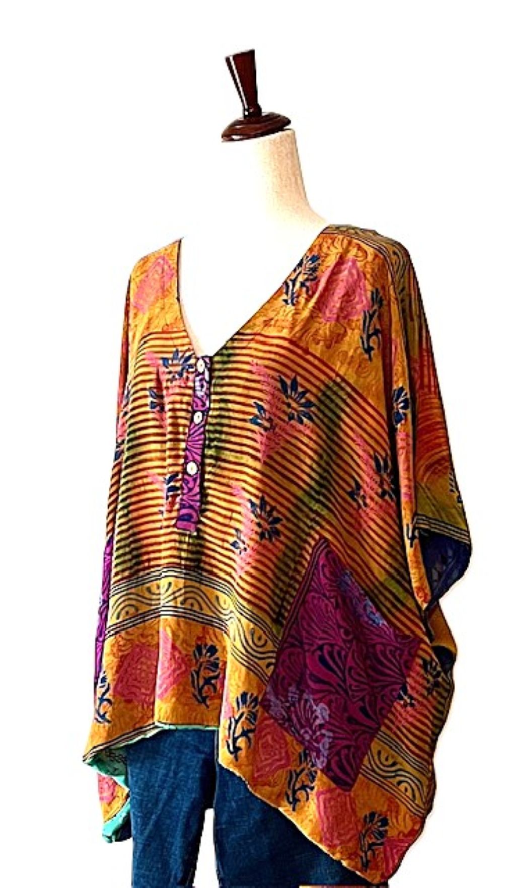 Kantha Bae Duality Shortie Muu, Fully Reversible, Your "Go-To"  Top (Red Blue)