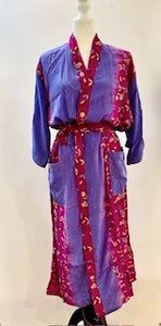 Updated Silk Kimono Duster in Vibrant Colors (Purple and Pink)