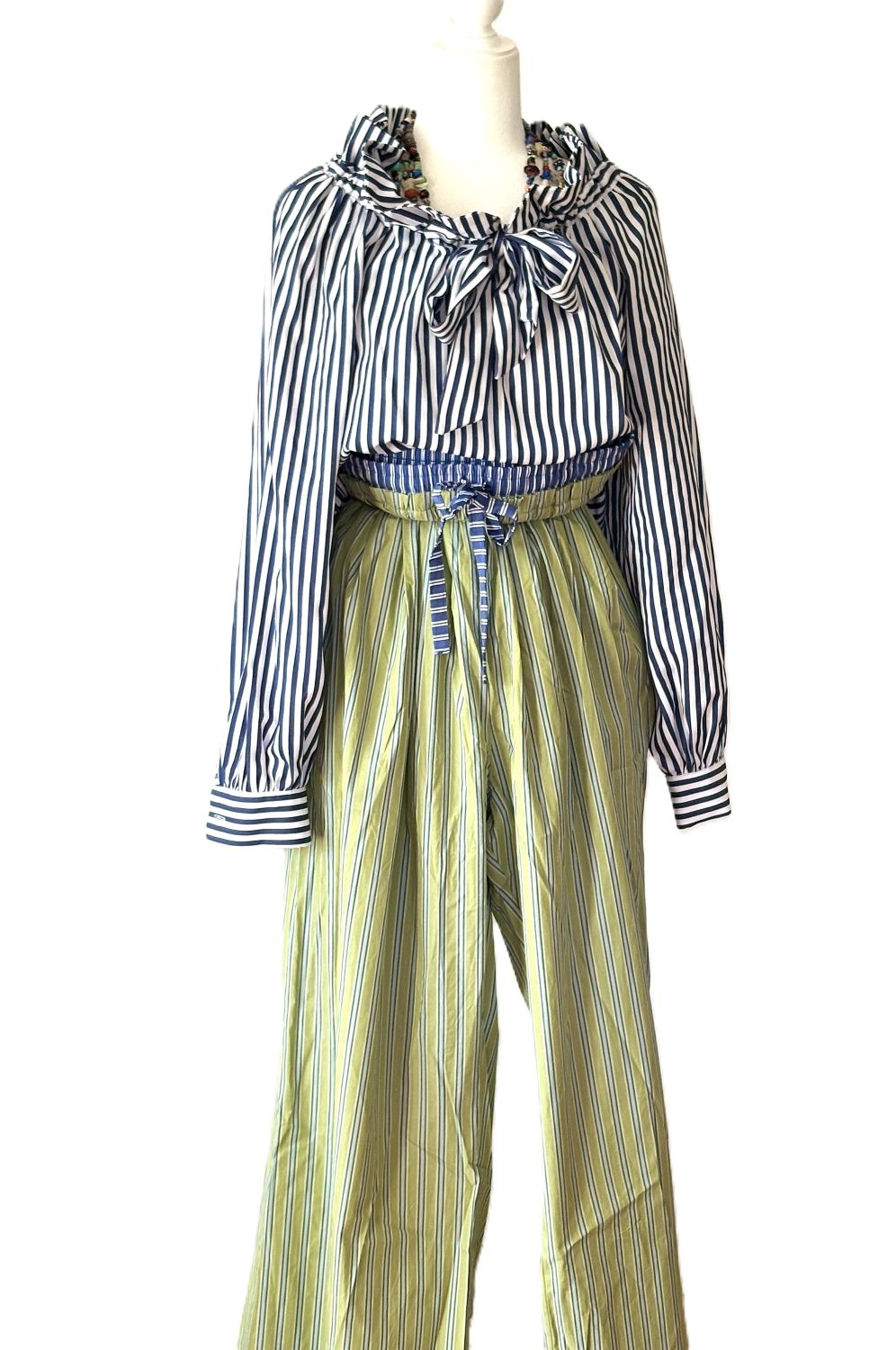 Pants. High Waisted, Wide Legged Cotton Stripe. The How of It