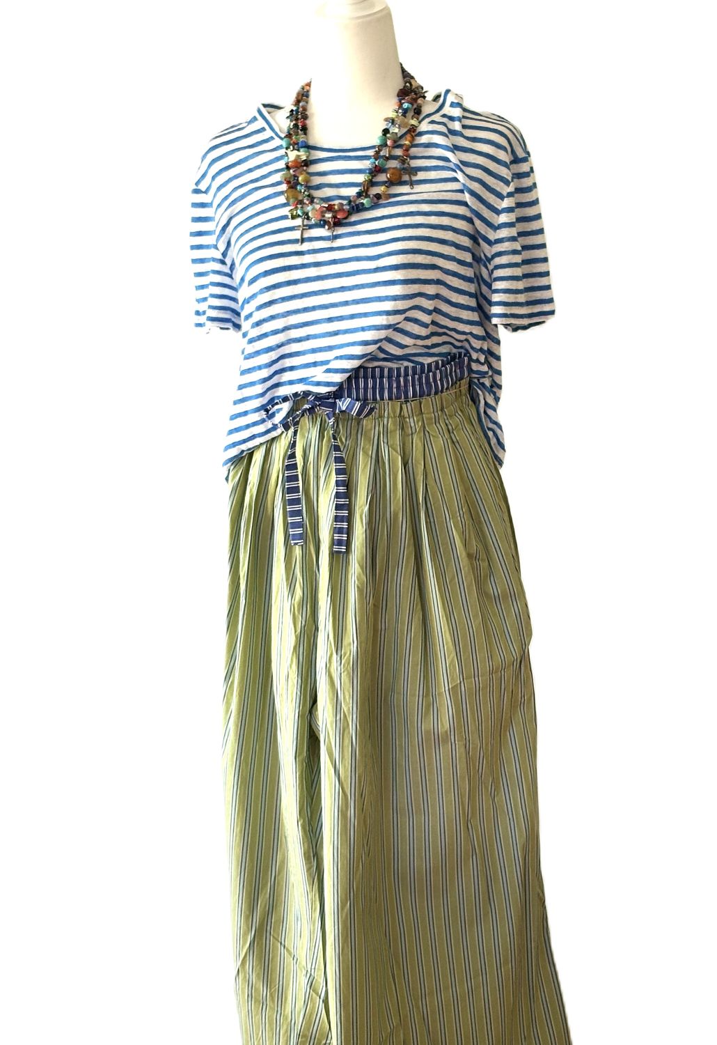 Pants. High Waisted, Wide Legged Cotton Stripe. The How of It