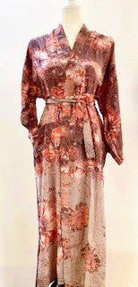 Luxury Rich Silk Print Kimono Duster Dress is Elegant