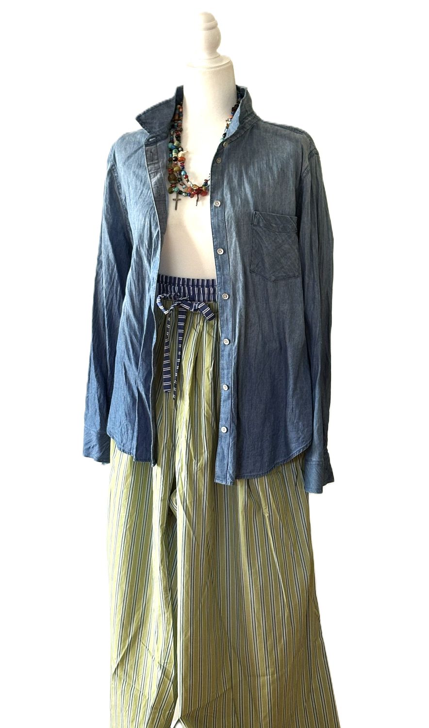 Pants. High Waisted, Wide Legged Cotton Stripe. The How of It