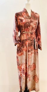 Luxury Rich Silk Print Kimono Duster Dress is Elegant