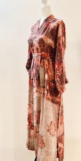 Luxury Rich Silk Print Kimono Duster Dress is Elegant