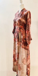 Luxury Rich Silk Print Kimono Duster Dress is Elegant