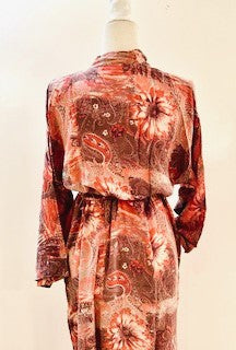 Luxury Rich Silk Print Kimono Duster Dress is Elegant