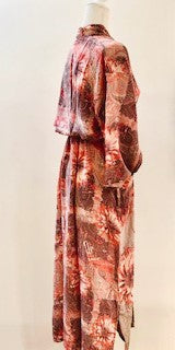 Luxury Rich Silk Print Kimono Duster Dress is Elegant