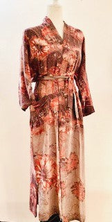 Luxury Rich Silk Print Kimono Duster Dress is Elegant