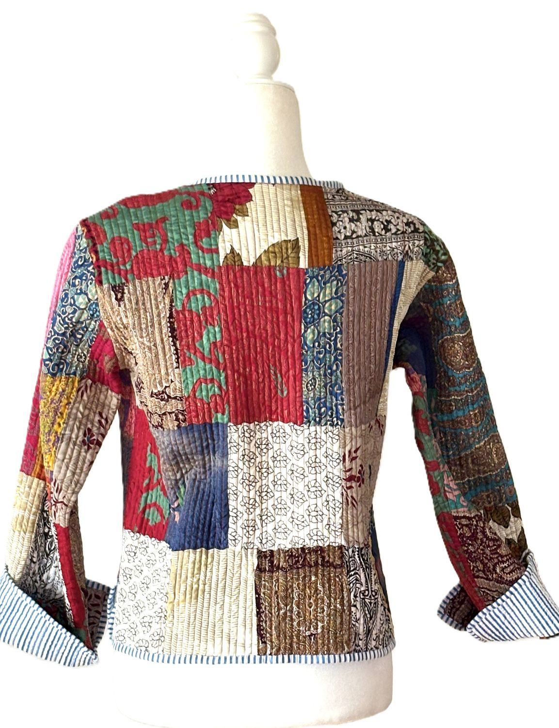 Luxe Reversible Print Quilted Patchwork Womens Jacket (Multicolor)