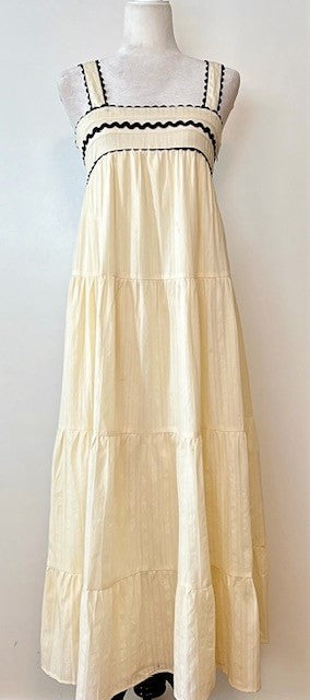 Cotton Tiered Sleeveless Maxi Dress, Cream