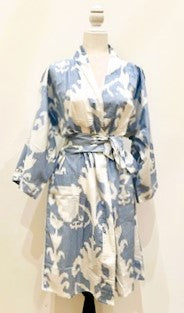 Block Print Cotton Short Kimono Robe.  Great Coverup!