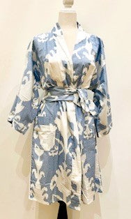 Block Print Cotton Short Kimono Robe.  Great Coverup!