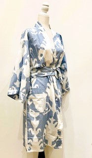 Block Print Cotton Short Kimono Robe.  Great Coverup!