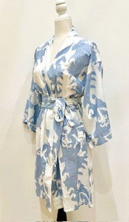 Block Print Cotton Short Kimono Robe.  Great Coverup!