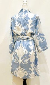 Block Print Cotton Short Kimono Robe.  Great Coverup!