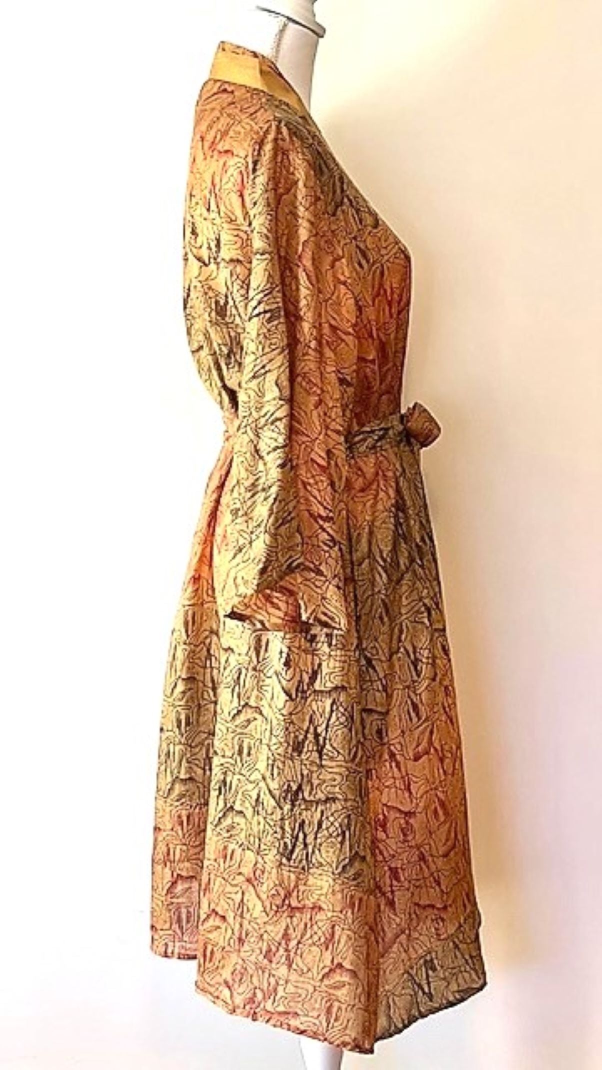 Luxury Silk Kimono Duster Dress; Perfect Thanksgiving Print