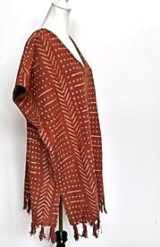 Hand Woven Block Print Sweater dress or tunic (Rust)