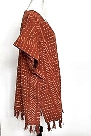 Hand Woven Block Print Sweater dress or tunic (Rust)