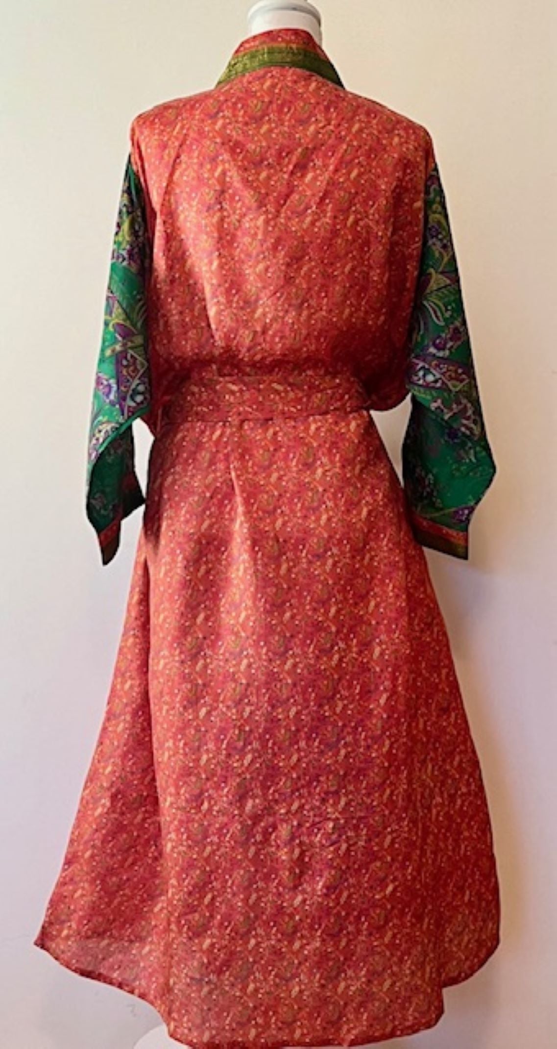 Luxury Silk Kimono Duster Dress; Holiday Perfect (Red)